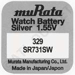 Murata 329 SR731SW 1.55v Silver Oxide Watch Battery - Made In Japan