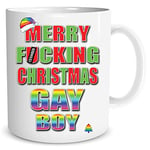 Funny Christmas Coffee Mugs Merry F*cking Christmas Gay Boy LGBT Christmas Present Gay Pride Gay Novelty Joke Present for Gay Friend Tea Cup WSDMUG1689