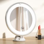 EMKE Miroir de Table avec éclairage - Miroir grossissant 5X - Miroir de Maquillage LED pivotant à 360° avec Ventouse - Miroir de Maquillage avec éclairage - Miroir cosmétique Portable pour Les