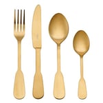 Mikasa Soho Gold 16pc Stainless Steel Cutlery Set, Gold Cutlery Set for 4 | Includes 4X Knives, 4X Forks, 4X Dessert Spoons and 4X Teaspoons - Dishwasher Safe