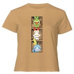 Pokemon Generation 8 Starters Women's Cropped T-Shirt - Tan - XL