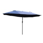 Outsunny Parasol de jardin exterieur parasol double rectangulaire 4,6L x 2,7l x 2,4H m avec ouverture fermeture manivelle, cadre en acier, toile 180 g/m², parasol pour balcon, piscine, bleu