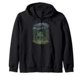 Dark Cottagecore Mystical Forest Cabin Scene Zip Hoodie