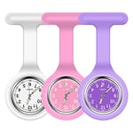 Vicloon Montre à Gousset D'infirmière,3pcs Infirmière Montre Broche en Silicone avec Broche pour Infirmières et à Tout Autre Professionnel de la Santé