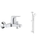 GROHE Mitigeur monocommande Bain Douche Start Flow, robinet à montage mural, raccord fileté pour flexible en 1/2", rosaces métal incluses, chromé & Tempesta 100 Ensemble de Douche 2 Jets, Chromé