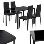 Juskys Ensemble de Salle à Manger Dalya - Ensemble Table ES chaises pour 4 Personnes - Salle à Manger 4 chaises et Table - Ensemble de Salle à Manger Moderne en Noir