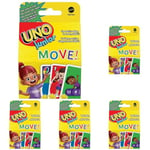 Mattel Games UNO Junior Move Kids Card Game with Action Rules for Family Night, Game Night, Travel, Camping and Party, UNO Cards, HNN03 (Pack of 5)