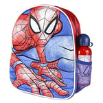 Cerdá Mochila Infantil 3D Con Accesorios, Sac à Dos Spiderman avec Gourde en Aluminium Assortie-Licence Officielle Marvel Mixte Enfant, Multicolore, 31.0 X 10.0 X 25.0 cm