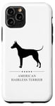 Coque pour iPhone 11 Pro Silhouette noire de terrier américain sans poils