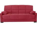 Clic clac 3 places MEGAN 14 - Tissu Soro rouge - Avec accoudoirs - Couchage 130x190 cm - L223 x P96 x H103 cm