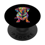 Design pop art coloré d'une race de chien teckel PopSockets PopGrip Interchangeable