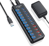 Hub Usb 3.0 Multiport 5V/4A Alimenté Avec Interrupteur Rallonge Usb Multiprise Multi Usb Hub Hdmi Usb C Adaptateur Dock Usb C Prise Usb Multiple(11 Ports)