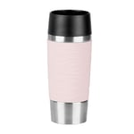 Emsa N2010900 Travel Mug, Wave Design Vacuum Mug, Stainless Steel Case (18/10), Stainless Steel (18/10) Plastic (PP), Powder Pink, 360ml