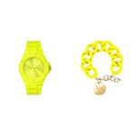 ICE-WATCH - Ice Generation Flashy Yellow - Montre Jaune Mixte avec Bracelet en Silicone - 019161 (Medium) + Ice - Jewellery - Chain Bracelet - Flashy Yellow - Gold