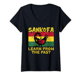 Womens Learn From The Past African Symbol Sankofa Adinkra Symbol V-Neck T-Shirt