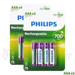 8 X Philips Rechargeable AAA 700 MAH Piles Nimh HR03 1.2V Micro Dect Téléphone