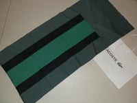 New With Tags & Gift Bag Lacoste Green Wool Cotton Long Designer Scarf Croc Logo