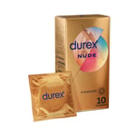 Durex Préservatifs Nude - 10 Préservatifs Extra Fins Sensation Peau Contre Peau