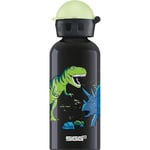 SIGG - Aluminium Kids Water Bottle - KBT Glow In The Dark Dinosaurs - Leakproof - Lightweight - BPA Free - Climate Neutral Certified - Black - 0.4L