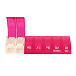 Anabox - Pilulier Semainier Box7 Rose - Organisateur de Médicaments 7 Jours avec Séparateur - Boîte à Pilules Double Compartiment - Compact et Lavable - Fabriqué en Allemagne