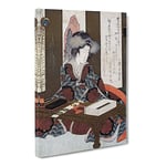 Lady Writing A Poem By Yashima Gakutei Asian Japanese Canvas Wall Art Print Ready to Hang, Framed Picture for Living Room Bedroom Home Office Décor, 30x20 Inch (76x50 cm)