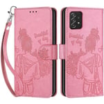 Betunistoy Coque pour Samsung Galaxy A53 5G, Housse en Cuir PU Flip Pochette Portefeuille Étui avec Emplacement Carte Samsung A53 5G Coque Magnétique Antichoc (Fille - Rose)