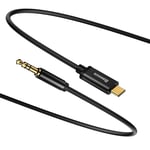 Baseus Stereo AUX-kabel 3,5 mm Mini-Jack til USB-C, 1,2 m - Svart