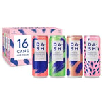 DASH Water Mixed Pack x 16 – Flavoured Sparkling Spring Water – Raspberry, Lime, Grapefruit, Peach – Infused with Wonky Fruit (16 x 330ml cans)