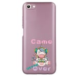 Coque rose pour Iphone 7 8 SE licorne gamer kawaii game over