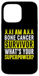 Coque pour iPhone 14 Pro Max Ruban jaune de soutien pour la sensibilisation au cancer des os