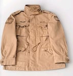 POLO RALPH LAUREN M65 MILITARY AMERICAN FLAG DESERT KHAKI FIELD JACKET. SIZE L