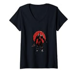 Womens War God / Battle Axe / Red Scar Tattoo V-Neck T-Shirt