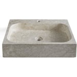 Vasque à poser / lavabo en marbre coloris beige - Longueur 52 x Hauteur 13 x Profondeur 42 cm Pegane