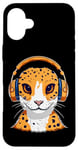 iPhone 16 Plus Leopard Gecko with Headphones Music Funny Case