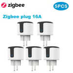 Prise Tuya Smart Zigbee 16A/20A,prise ue,compteur de puissance 3680W,compatible avec Alexa Assistant domestique et Hub Tuya ZigBee - Type zigbee plug 5pcs #A