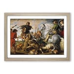 Big Box Art Peter Paul Rubens The Wolf and The Fox Framed Wall Art Picture Print Ready to Hang, Oak A2 (62 x 45 cm)