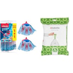 Vileda SuperMocio 3Action XL Mop Refill, Pack of 2 SuperMocio 3 Action Mop Head Replacements & Brabantia PerfectFit Bin Liners (Size G/23-30 Litre) Thick Plastic Trash Bags