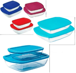 Pyrex Rectangular Storage Glass Dish Food Containers 2.5L-1.1L 2pc Set Random