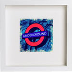 L Lumartos White Square Picture Frame - Home Décor - Wall Art - Hanging Photo Frames – Print of London The London Underground Sign with Contemporary White Frame 23x23cm 114