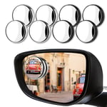 deemars 8PCS Miroirs D'angle mort, Rétroviseur Latéral Grand Angle 360° avec Boîtier ABS, Accessoires pour L'extérieur de la Voiture Miroir Convexe Rond HD pour Toute Voiture, Van, Suv et Camions