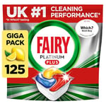 Fairy Platinum Plus Complete All-In-1 Dishwasher Tablets Bulk, 125 Tablets, Lemon, With Anti-Dull Technology & Rinse Aid Action, Effective In Short Cycles (Packing May Vary)