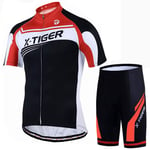 YYDM Été Maillot Cyclisme Ensemble - Homme Résistant À La Transpiration Séchage Rapide Cyclisme Manches Courtes Chemise+Gel-Filled Antichocs Cuissard À Bretelle pour,Red Shorts Suit,4XL