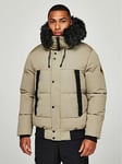 Zavetti Canada Aylmer Bomber Parka Coat - Silver Sage, Light Khaki, Size S, Men