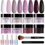 Dipppulver Nails Set, Aokitec 14st Dip Powder Nail Starter Kit 8 färger