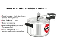 5 Litre Hawkins Classic Aluminium Pressure Cooker - Stovetop Pressure Cooker