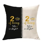 for Husband Wife - 2nd Wedding Anniversary Cushion Cover Gifts for Couples Anniversary 2 Year of Marriage Gift for Him Her Cotton Wedding Anniversary Keepsake Gifts (2nd)