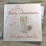 white cotton cards 1-Piece on Our Ruby Anniversary Extra-Large Handmade 40th Anniversary Card, Champagne Glasses