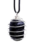 Black Tourmaline Pendant Spiral Cage Protection Gemstone Cord Necklace Jewellery