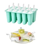 Ice Cream Mould 10 Grids Food Grade Silicone Non Stick Green Ice Lolly Maker