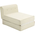 Matelas lit fauteuil futon chauffeuse pliable pliant longueur 195 cm velours côtelé crème